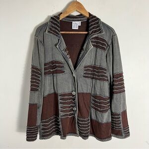 Paisley & Sage Art To Wear Patch Work Button Up Jacket Size Medium